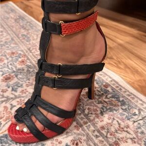 Chic Black and Brown Strappy Heels
